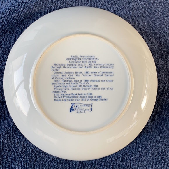Apollo PA Septiquin Centennial Plate 1991 Vintage - Picture 2 of 8